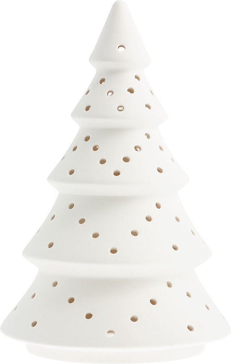 Storefactory Gransjo kerstboom wit mat keramiek D 16 cm H 23 cm voor LED theelicht