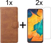 Samsung A03S Hoesje - Samsung Galaxy A03S hoesje bookcase bruin wallet case portemonnee hoes cover hoesjes - 2x Samsung A03S screenprotector