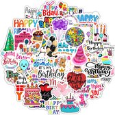 Happy Birthday Stickers | Verjaardag, Feest, Taart, Feestdag | 50 Stickers Voor laptop, muur, deur, koffer, schriften, etc.