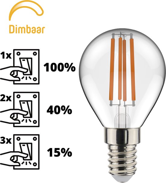 Lampe LED Proventa® E14 Filament - Dimmable sans variateur - Lampe boule  G45 - 1 lampe | bol.com