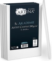 Artina 5-Set schildersdoeken canvas in academie kwaliteit – Schildersdoek wit - canvas paneel 20x30cm