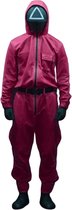 Squid Game - Kostuums - Guard - Jumpsuit - Overalls - Rode Overalls - Maat XL - Kleur Rood