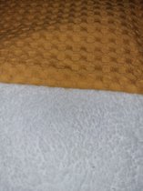 Kinderwagen deken - witte teddy - okergeel - 60 x 80 cm