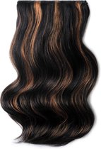 Remy Human Hair extensions Double Weft straight 20 - zwart / rood 1B/30#