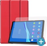 Lenovo Tab M10 Plus hoes - Smart Tri-Fold Tablet Book Case Cover - Met Screenprotector - Rood