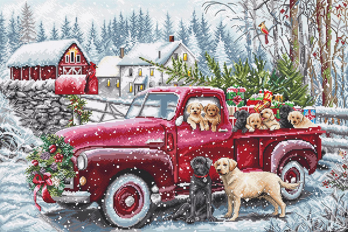 Borduurpakket LETI 8014 Christmas Delivery - telpatroon om zelf te borduren