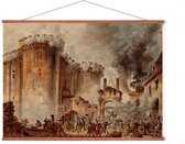 Poster In Posterhanger - Bestorming Bastille - 50x70 cm - Kader Hout - Ophangsysteem - Franse Revolutie - Educatief - Frankrijk