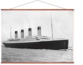 Poster In Posterhanger - Titanic - 50x70 cm - Kader Hout - Ophangsysteem - Zwart Wit - Liverpool 1912 - Historisch