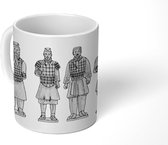 Mok - tekening van het Terracottaleger - zwart wit - 350 ML - Beker