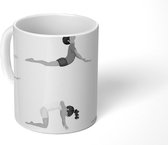 Mok - kinderen die yoga doen - zwart wit - 350 ML - Beker