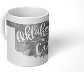 Mok - tekening van de stadsnaam Oklahoma City - zwart wit - 350 ML - Beker