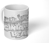 Mok - Zwart-wit tekening van Virginia Beach - 350 ML - Beker