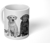 Mok verschillende kleuren Labrador Retriever pups - zwart wit - 350 ML - Beker
