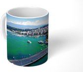 Mok - luchtfoto van Meer van Genève en de fontein - 350 ML - Beker