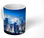 Mok - Een luchtfoto van Hong Kong in de nacht - 350 ML - Beker