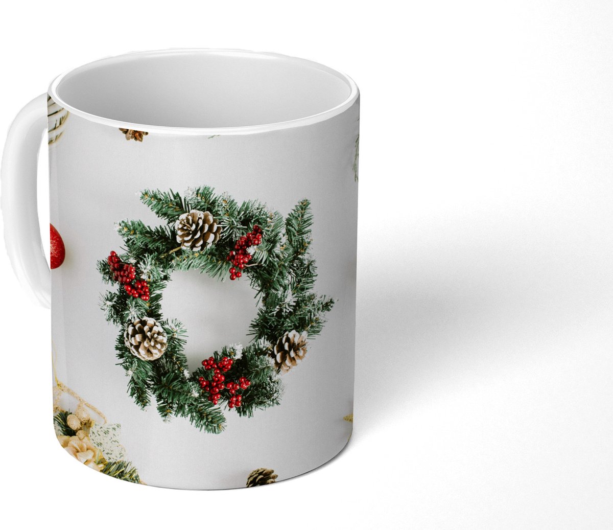 Mok - Koffiemok - Winter - Kerstkrans - Kerst - Mokken - 350 ML - Beker - Koffiemokken - Theemok