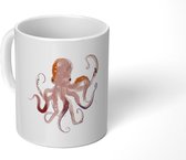 Mok - Koffiemok - Dieren - Octopus - Zee - Waterverf - Mokken - 350 ML - Beker - Koffiemokken - Theemok