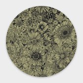 Muurcirkel Green Floral  ² - Dibond - ⌀100 - Meerdere Afmetingen & Prijzen