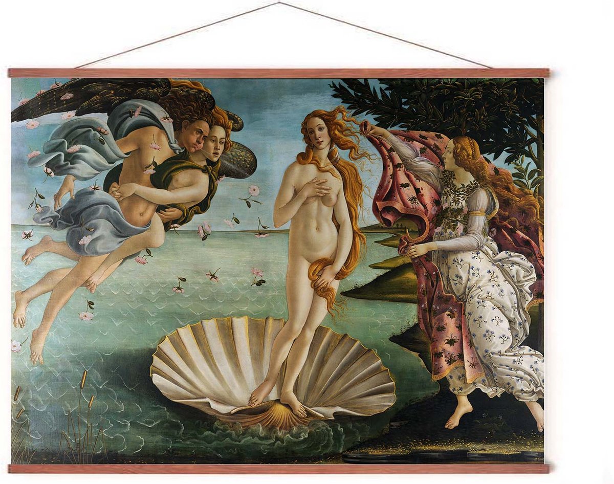 Esque Poster In Posterhanger - Geboorte van Venus - Kader Hout - Renaissance Kunst - Ophangsysteem - 50x70 cm