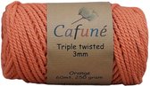 Katoen macramé touw-Oranje-3mm-Triple Twisted-Gerecycled