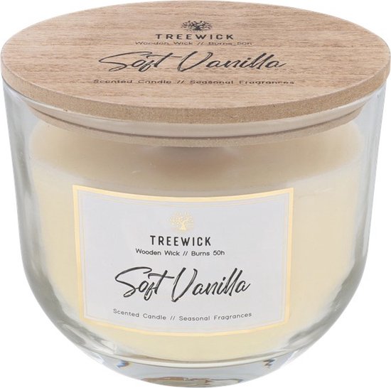 Treewick - Geurkaars - Soft Vanilla - 12.5 x 8.8 x 10.6 cm - 50 branduren