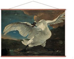 Poster In Posterhanger - De Bedreigde Zwaan - 50x70 cm - Jan Asselijn - Kader Hout - Ophangsysteem - Gouden Eeuw