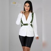 Strap on Blazer-vest-wit-white met riem-belt