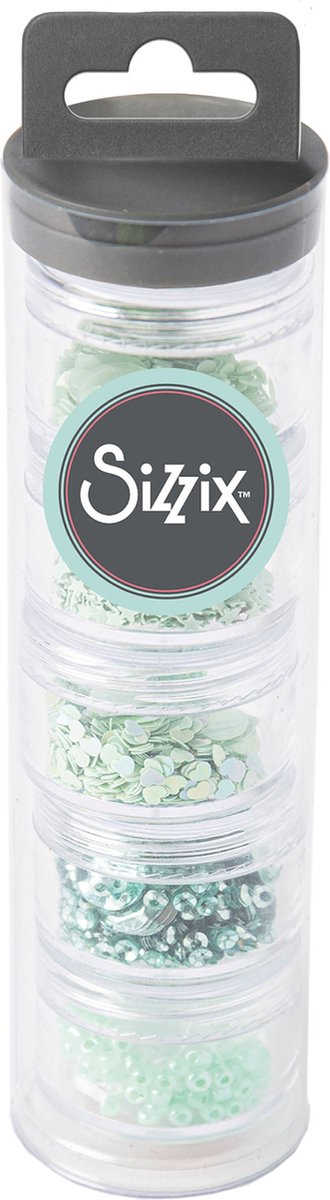 Sizzix Pailletten en kraaltjes - 0,3 en 1 cm - 5 potjes - Groen tea