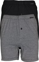 SCHIESSER Cotton Essentials boxershorts wijd (2-pack) - tricot - zwart en fijn gestreept - Maat: XXL