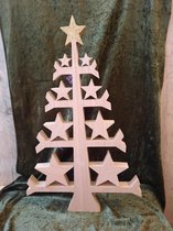 Kerst - Kerstboom - Tree - Hout - 9 delig - Glitter - Sterren