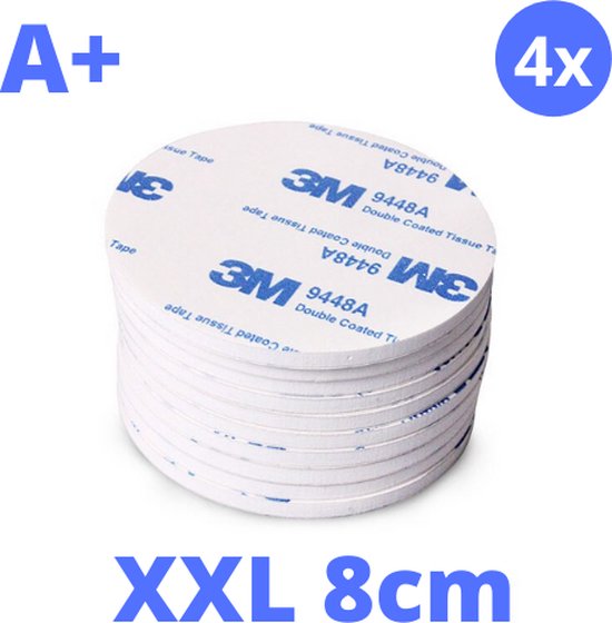 3M Dubbelzijdig Tape XXL - 4 Witte stuks - 80 mm doorsnee - Plakkers -  Ophangen Poster... | bol.com