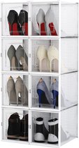 HollyHOME Schoenenopberger - 8 Stuks - Schoenenkasten - Opbergbox - Kunststof - Transparant - voor High Heels Schoenen - Hoge Hak - 33.4x21x22.5cm