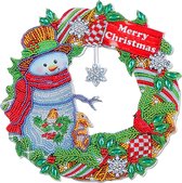 Diamond Painting "JobaStores®" Kerst Krans Merry Christmas Sneeuwpop 30cm