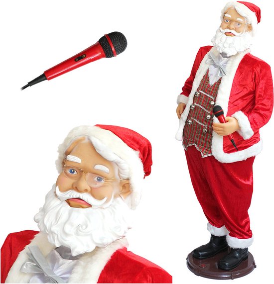 Karaoké Père Noël de lux.pro 150cm présentoir avec micro. Chante, danse et  bouge même... | bol