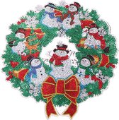 Diamond Painting "JobaStores®" Kerst Krans flexibel 03 (Sneeuwpop)(30cm)