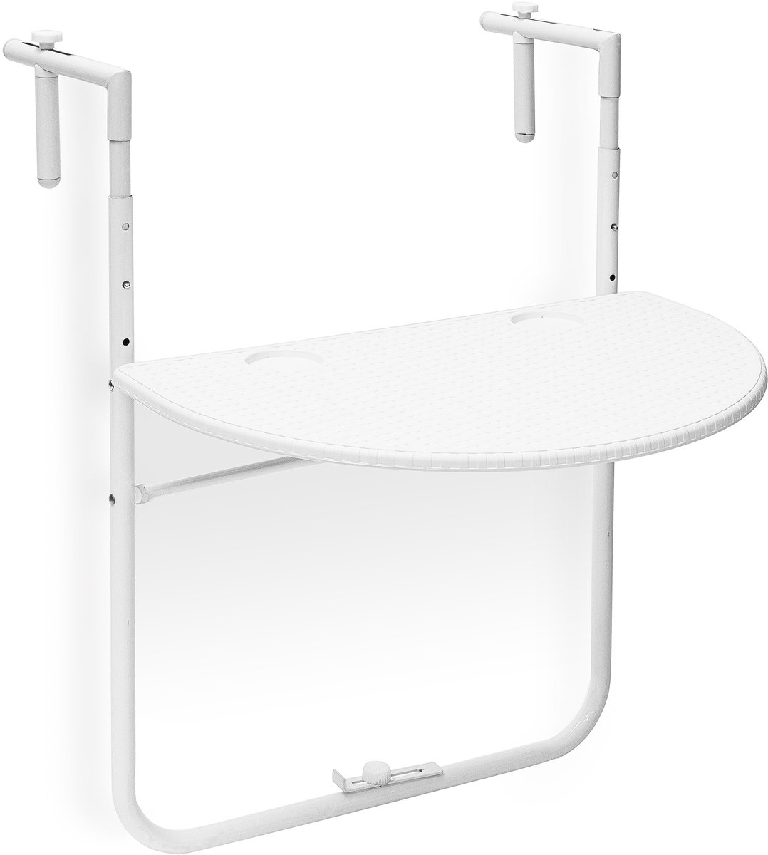 Relaxdays balkontafel inklapbaar balkon tafel rotan hangtafel reling - wit