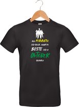Mijncadeautje - T-shirt - zwart - maat L - Alle mannen zijn gelijk - oktober