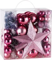 Deuba Kerstballen - Kerstboomversiering - Kerstboom decoratie -Roze 77 St.
