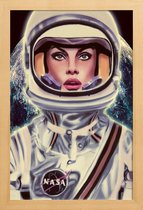 JUNIQE - Poster in houten lijst Le Cosmonaute -40x60 /Blauw & Wit