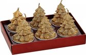 Gouden Kerstboom Waxinelichtjes - set van 6 kerstkaarsjes