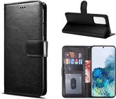 Motorola Moto G100 hoesje bookcase met pasjeshouder zwart wallet portemonnee book case cover