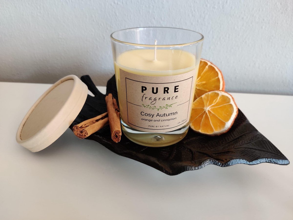 Pure Fragrance - Geurkaars in glas - Cosy Autumn - sinaasappel en kaneel |  bol.com