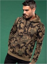Herensweater met capuchon/ Hoodie Groen Camouflage K476, maat S