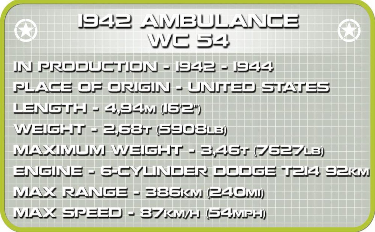 COBI Historical Collection - Dodge WC-54 Ambulance Constructiespeelgoed thumbnail 3