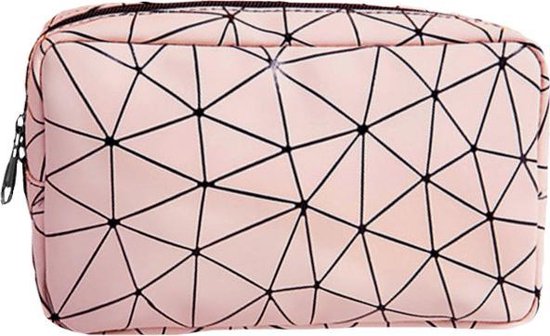 Toilettas Geometric Lichtroze - Klein | Kunstleer / Polyester | 20,5 x 13 x 6,5 cm