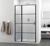 Douchedeur met vast paneel mat zwart 80×200 cm 8 mm glas Nisdeur