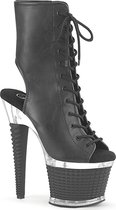 Pleaser Plateau Laarzen, Paaldans schoenen -37 Shoes- SPECTATOR-1016 US 7 Zwart/Transparant