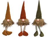 Kerst kabouter zittend -  textiel - groen, bruin of oranje - (B/H/D) 10x32/49x10cm - Thema: Kerstmis -1 stuks