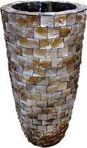 Flowerpot taupe pearl structure H60 D30