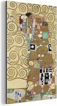Wanddecoratie Metaal - Aluminium Schilderij Industrieel - El abrazo - Gustav Klimt - 100x150 cm - Dibond - Foto op aluminium - Industriële muurdecoratie - Voor de woonkamer/slaapkamer